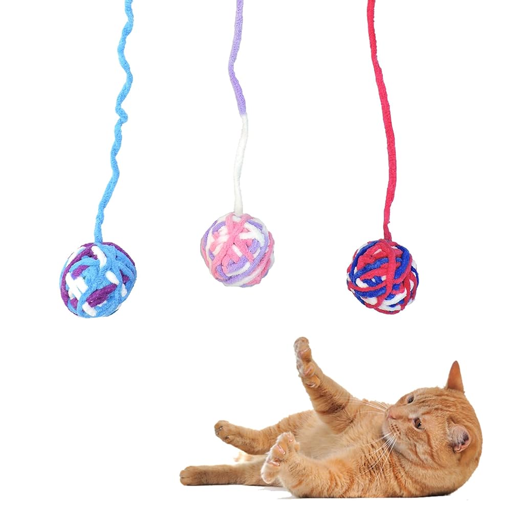 Qpets Plush Cat Ball Toys, Rattling Cat Teasing Toys with Built in Bell, Colorful Woolen Ball Toy Sound Toys (3Pcs) Qpets Plush Cat Ball Toys, Rattling Cat Teasing Toys with Built in Bell, Colorful Woolen Ball Toy Sound Toys (3Pcs)